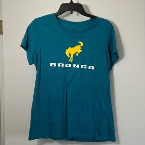 Teal Heather Bronco T shirt - Large, fits tighter